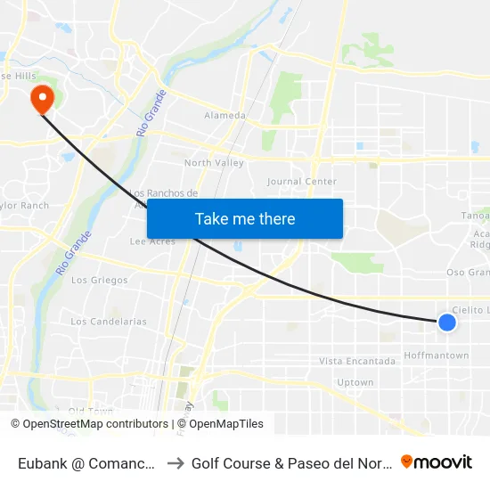 Eubank @ Comanche to Golf Course & Paseo del Norte map