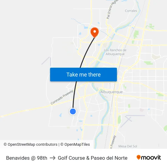 Benavides @ 98th to Golf Course & Paseo del Norte map