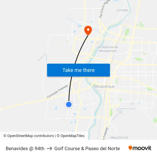 Benavides @ 94th to Golf Course & Paseo del Norte map