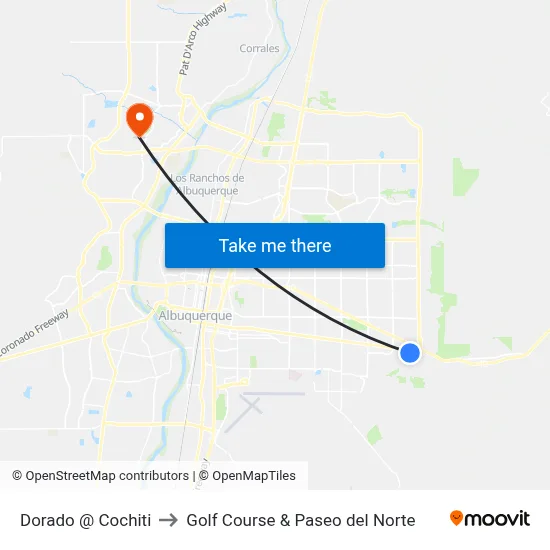 Dorado @ Cochiti to Golf Course & Paseo del Norte map