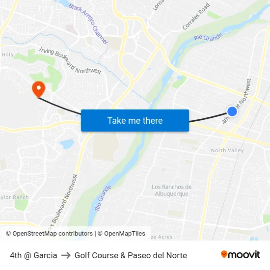 4th @ Garcia to Golf Course & Paseo del Norte map