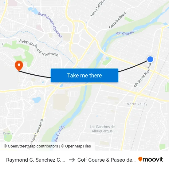 Raymond G. Sanchez C.C. (Pnr) to Golf Course & Paseo del Norte map