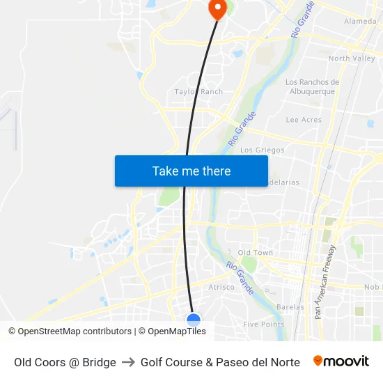 Old Coors @ Bridge to Golf Course & Paseo del Norte map