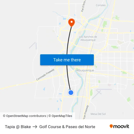 Tapia @ Blake to Golf Course & Paseo del Norte map