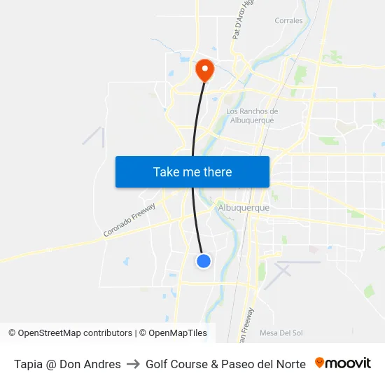 Tapia @ Don Andres to Golf Course & Paseo del Norte map