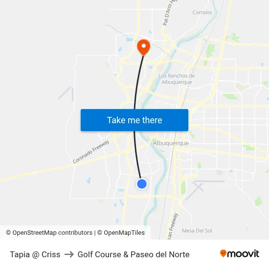 Tapia @ Criss to Golf Course & Paseo del Norte map