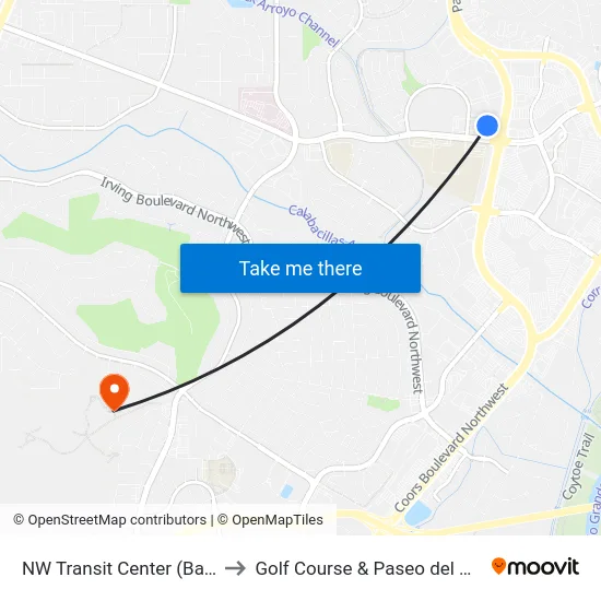 NW Transit Center (Bay A) to Golf Course & Paseo del Norte map
