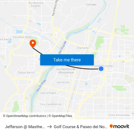 Jefferson @ Masthead to Golf Course & Paseo del Norte map