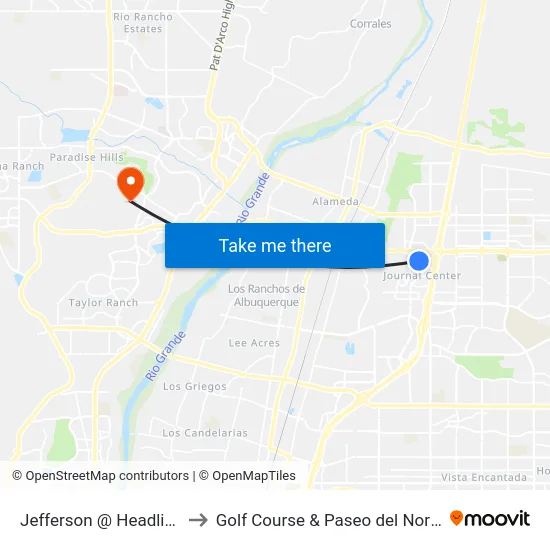 Jefferson @ Headline to Golf Course & Paseo del Norte map