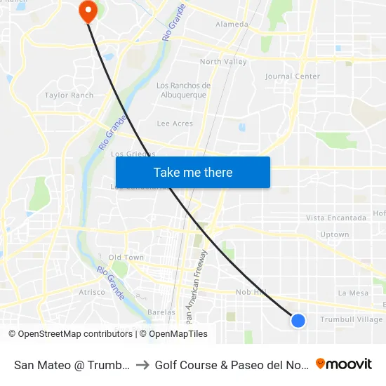 San Mateo @ Trumbull to Golf Course & Paseo del Norte map