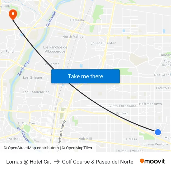Lomas @ Hotel Cir. to Golf Course & Paseo del Norte map