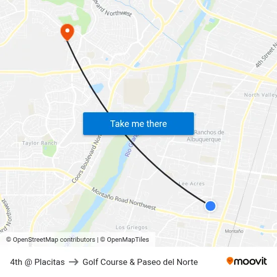 4th @ Placitas to Golf Course & Paseo del Norte map