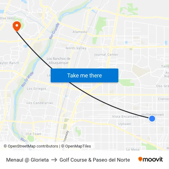 Menaul @ Glorieta to Golf Course & Paseo del Norte map