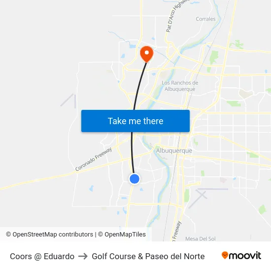 Coors @ Eduardo to Golf Course & Paseo del Norte map