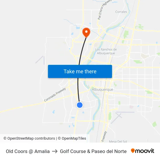 Old Coors @ Amalia to Golf Course & Paseo del Norte map