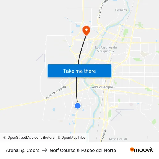 Arenal @ Coors to Golf Course & Paseo del Norte map