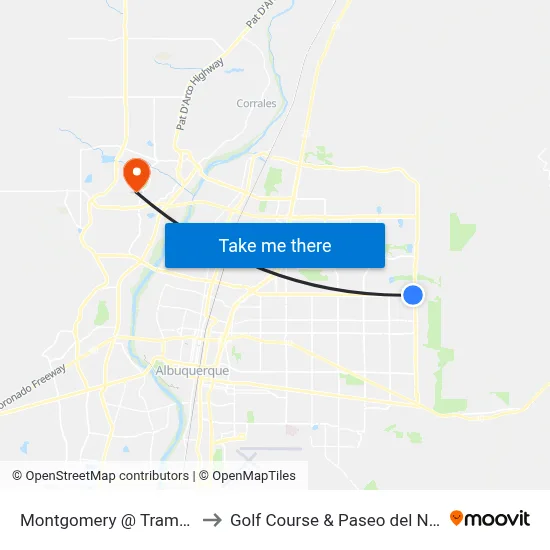 Montgomery @ Tramway to Golf Course & Paseo del Norte map
