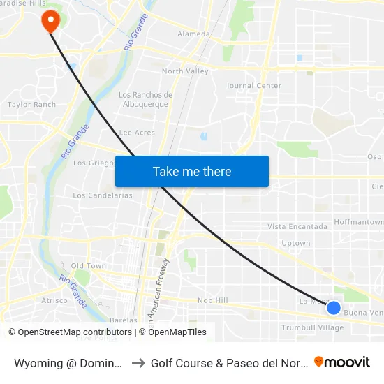 Wyoming @ Domingo to Golf Course & Paseo del Norte map