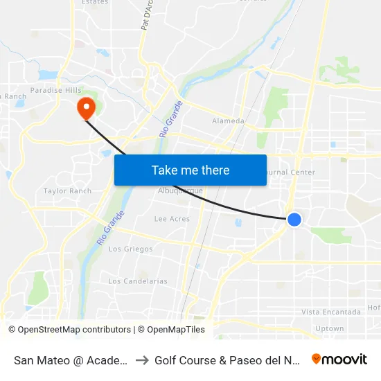 San Mateo @ Academy to Golf Course & Paseo del Norte map