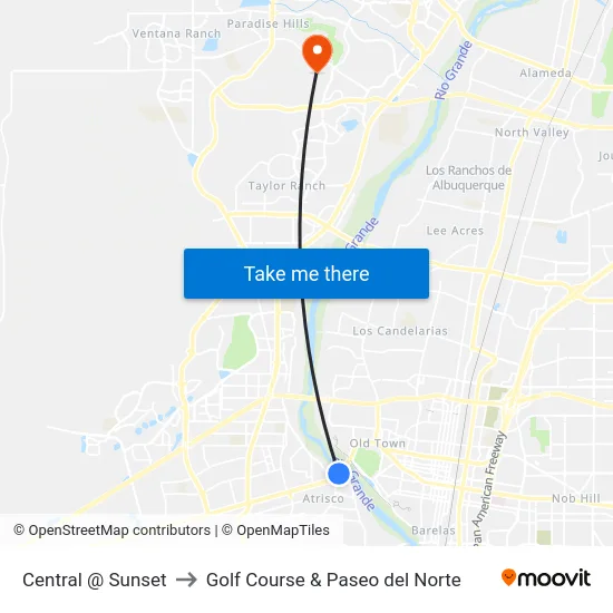 Central @ Sunset to Golf Course & Paseo del Norte map