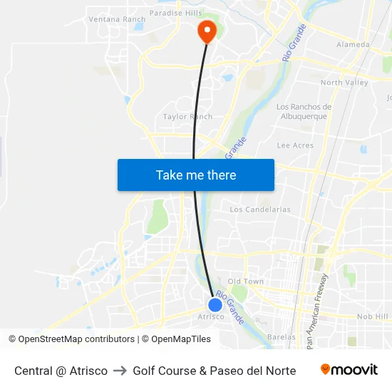 Central @ Atrisco to Golf Course & Paseo del Norte map