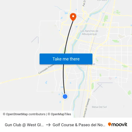 Gun Club @ West Glen to Golf Course & Paseo del Norte map