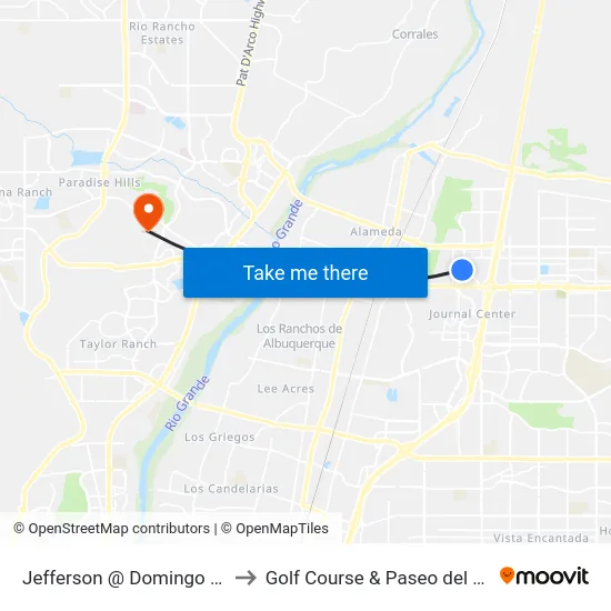 Jefferson @ Domingo Baca to Golf Course & Paseo del Norte map