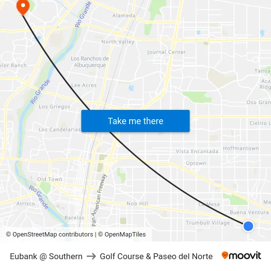 Eubank @ Southern to Golf Course & Paseo del Norte map