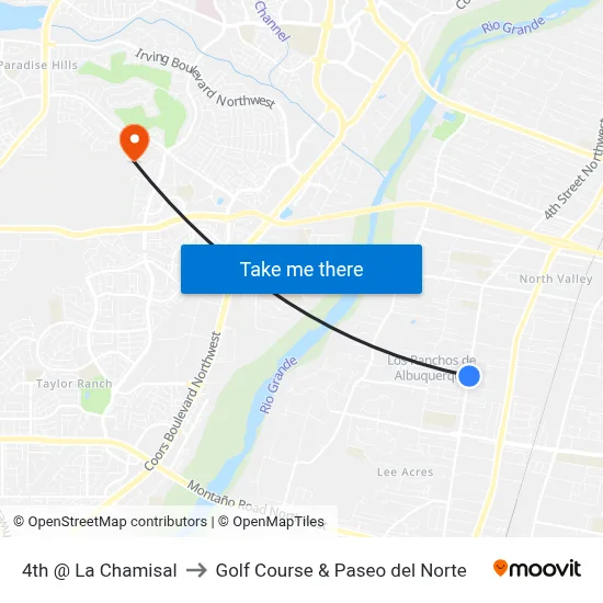 4th @ La Chamisal to Golf Course & Paseo del Norte map