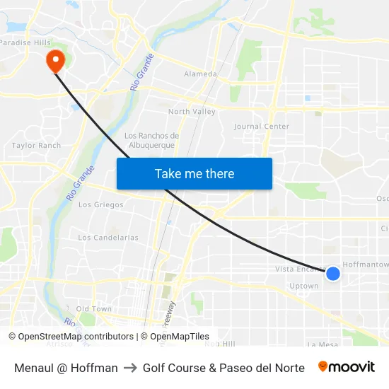 Menaul @ Hoffman to Golf Course & Paseo del Norte map