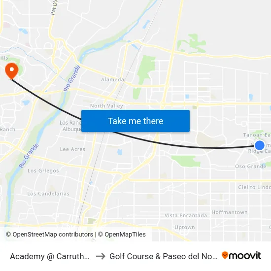 Academy @ Carruthers to Golf Course & Paseo del Norte map