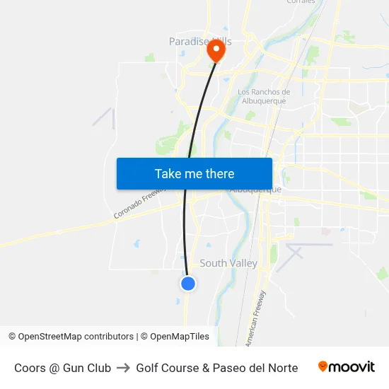 Coors @ Gun Club to Golf Course & Paseo del Norte map