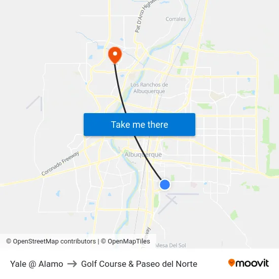 Yale @ Alamo to Golf Course & Paseo del Norte map