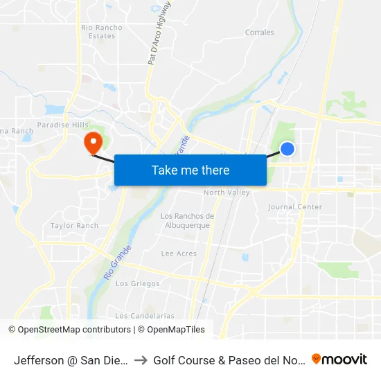 Jefferson @ San Diego to Golf Course & Paseo del Norte map