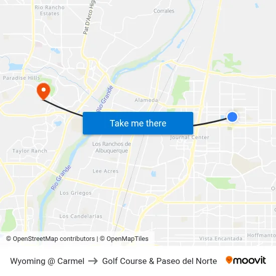Wyoming @ Carmel to Golf Course & Paseo del Norte map