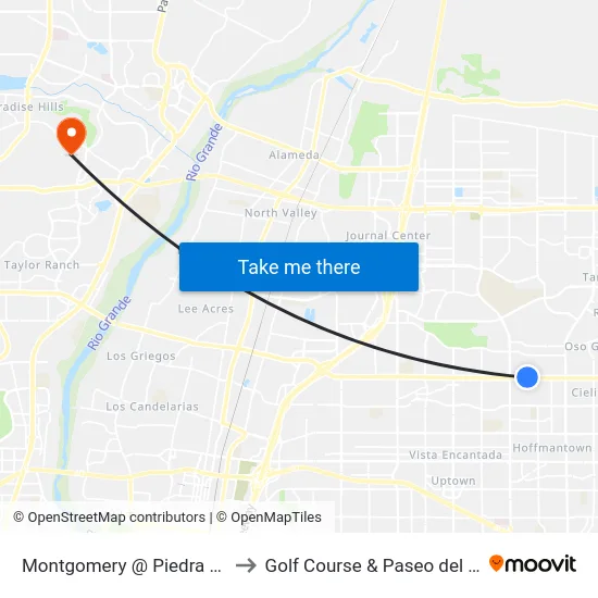 Montgomery @ Piedra Negra to Golf Course & Paseo del Norte map