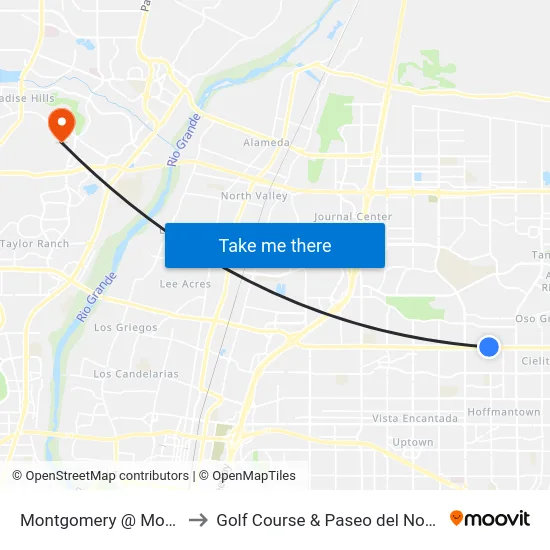Montgomery @ Moon to Golf Course & Paseo del Norte map