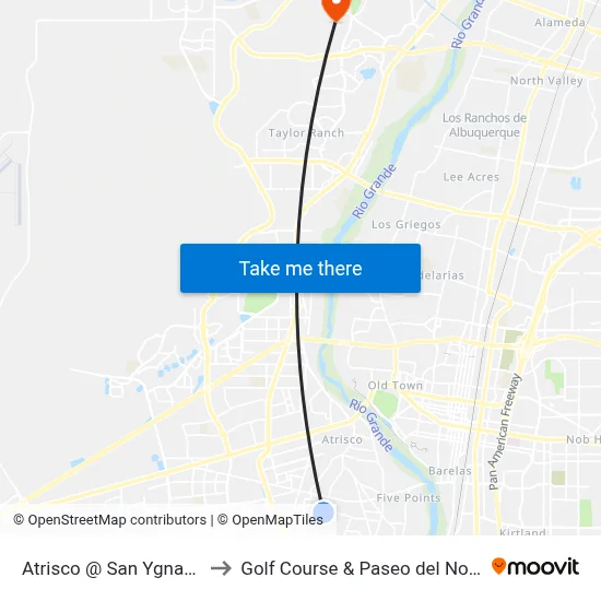 Atrisco @ San Ygnacio to Golf Course & Paseo del Norte map