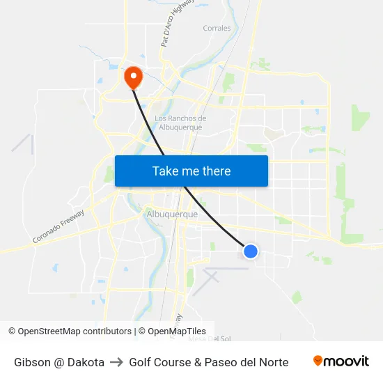 Gibson @ Dakota to Golf Course & Paseo del Norte map