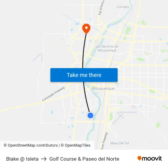Blake @ Isleta to Golf Course & Paseo del Norte map