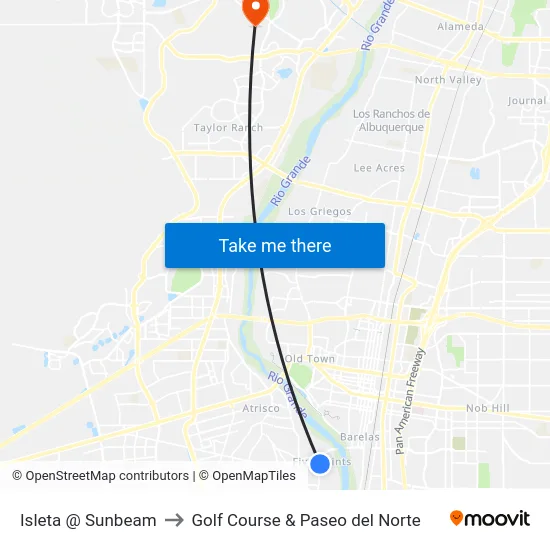 Isleta @ Sunbeam to Golf Course & Paseo del Norte map