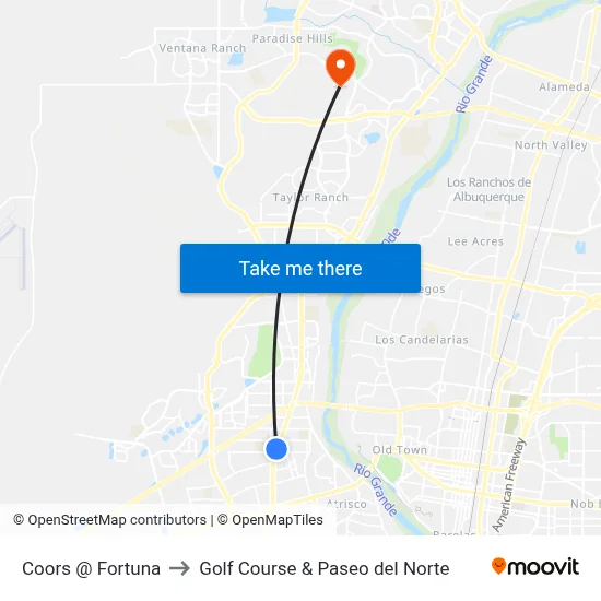 Coors @ Fortuna to Golf Course & Paseo del Norte map