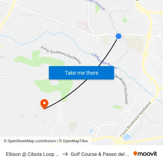 Ellison @ Cibola Loop West to Golf Course & Paseo del Norte map