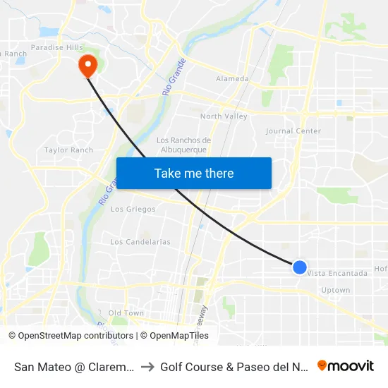 San Mateo @ Claremont to Golf Course & Paseo del Norte map