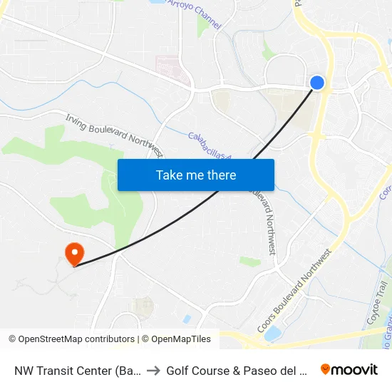 NW Transit Center (Bay B) to Golf Course & Paseo del Norte map