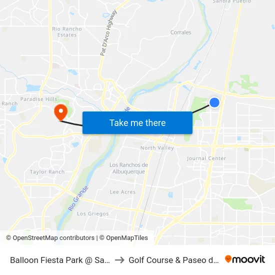 Balloon Fiesta Park @ San Mateo to Golf Course & Paseo del Norte map