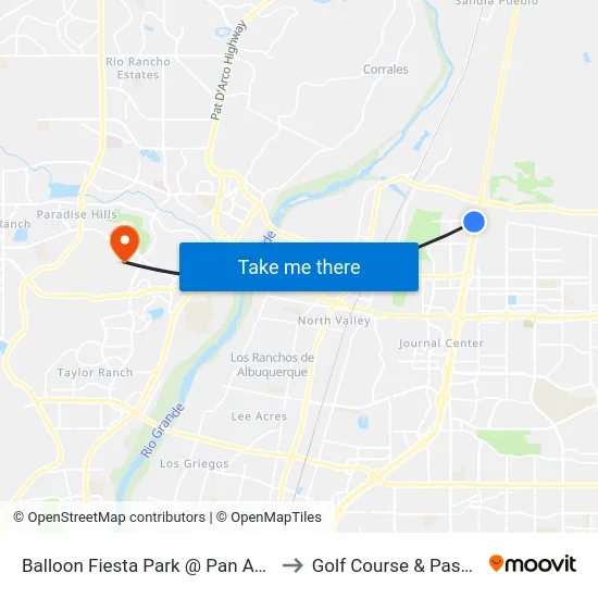 Balloon Fiesta Park @ Pan American Freeway to Golf Course & Paseo del Norte map