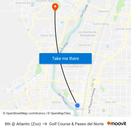 8th @ Atlantic (Zoo) to Golf Course & Paseo del Norte map