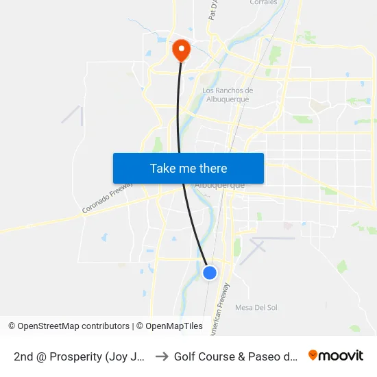 2nd @ Prosperity (Joy Junction) to Golf Course & Paseo del Norte map