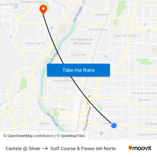 Carlisle @ Silver to Golf Course & Paseo del Norte map